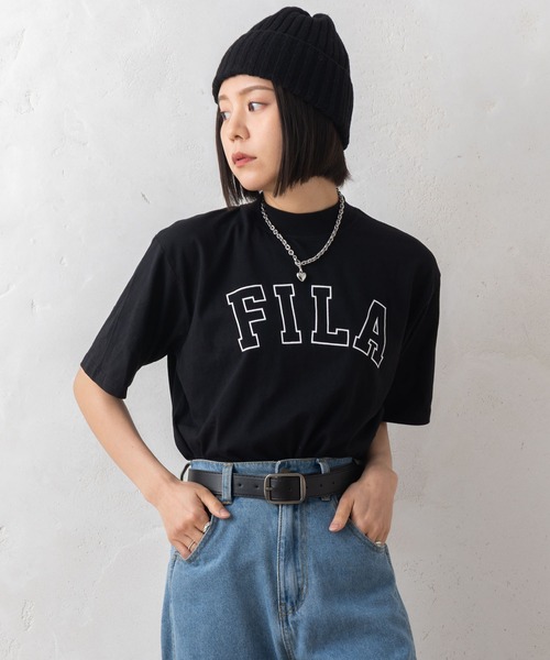 FILA（フィラ） tシャツ ブランド ロゴ ラバープリント モックネック