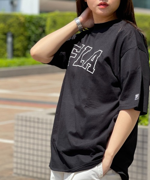 FILA tシャツ フィラ ブランド ロゴ ラバープリント モック