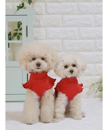 TONE 犬 服 「poteco」「再入荷」「大人気」フリルリブタンクトップ/犬