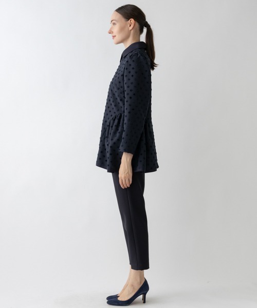 Sono（ソーノ） ブラウス シャツ 「SONO NAVY」−Dot Jacquard−ラウン