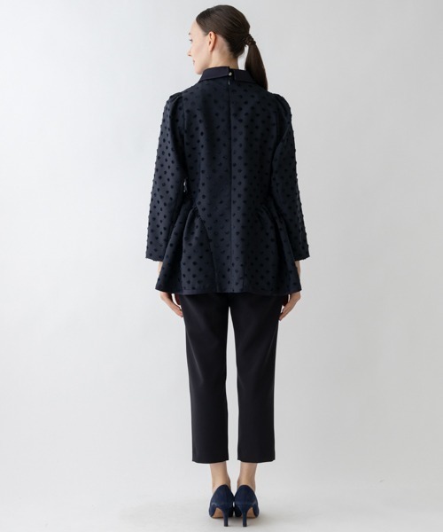 Sono（ソーノ） ブラウス シャツ 「SONO NAVY」−Dot Jacquard−ラウン
