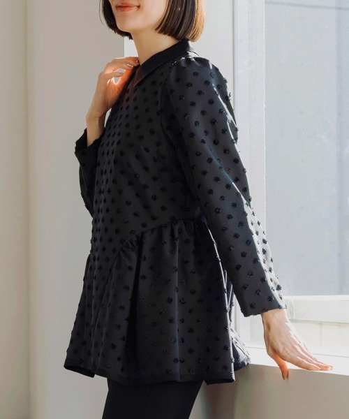 Sono（ソーノ） ブラウス シャツ 「SONO NAVY」−Dot Jacquard−ラウン