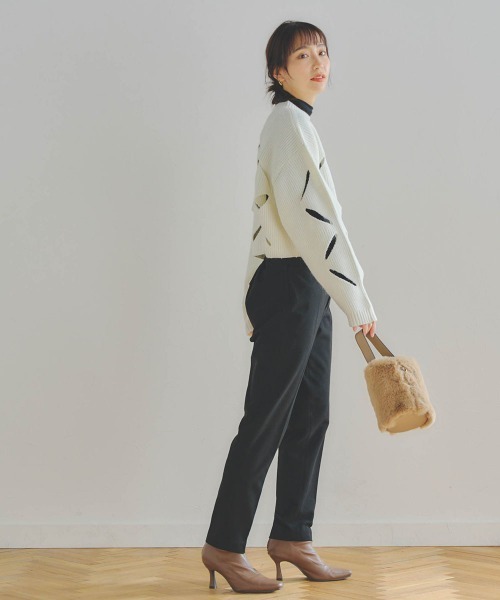【新品】LAUTREAMONT スラックス パンツ センタープレス 黒 S Droite lautreamont スラックス パンツ 両面起毛センタープレス