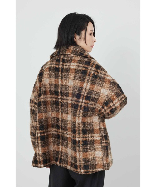 Limue ピーコート pコート チェック柄コート レディース : ZOZOTOWN