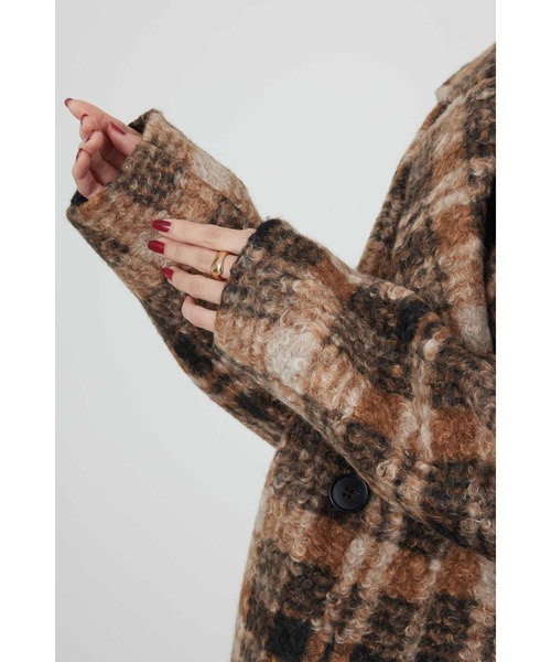 Limue ピーコート pコート チェック柄コート レディース : ZOZOTOWN