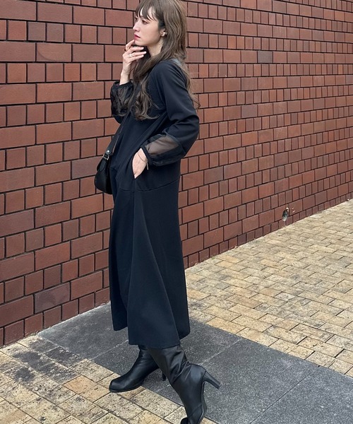 deux amour ワンピース 袖オーガンジーワンピース : ZOZOTOWN Yahoo!店