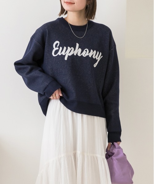 専用 美品 フレームワーク 23AW ジャガードロゴSWEATニット ベージュ ad thie ニット セーター 配色ロゴデザイン ジャガードニット