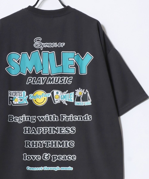 オーバーサイズ・スマイルTシャツ スマイルプリント オーバーサイズ 半袖 Tシャツ | レディース