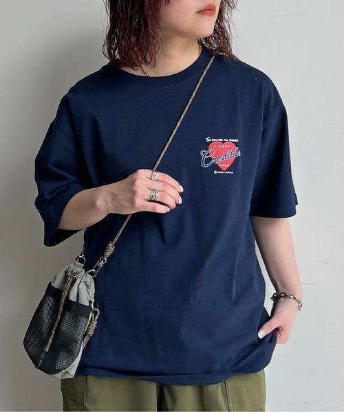MEDM Tシャツ 綿 ダイヤ ロゴ刺繍 カジュアル 大人気 男女兼用 CROSS & STITCH リンガーTシャツ 名入れ 刺繍 CROSS&STITCH