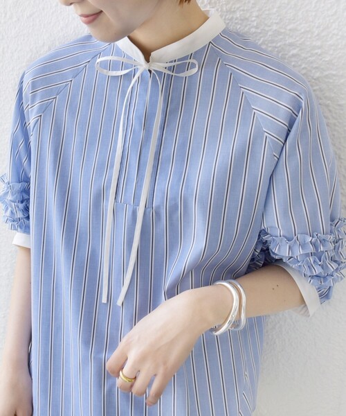 tシャツ デザインフリルTシャツ「手洗い可能」 レディース 受注発注】アシンメトリーフリルデザインTシャツ 【メール便対応