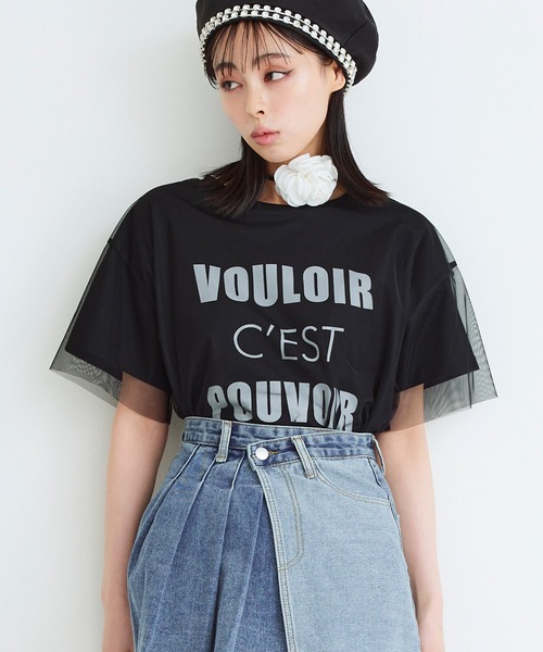 tシャツ Tシャツ レディース 「Narcissus」チュールレイヤードTシャツ｜zozo｜03