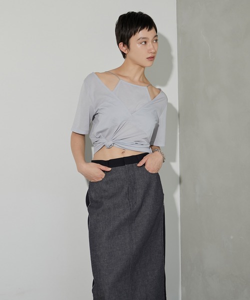 LE CIEL  BLEU IRENE TULLE SHIRRING TEE新品 LE CIEL BLEU - LE CIEL BLEU IRENE TULLE SHIRRING TEE新品の通販 by
