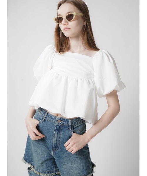 ブラウス シャツ PUFF SLEEVE SHORT BLOUSE レディース