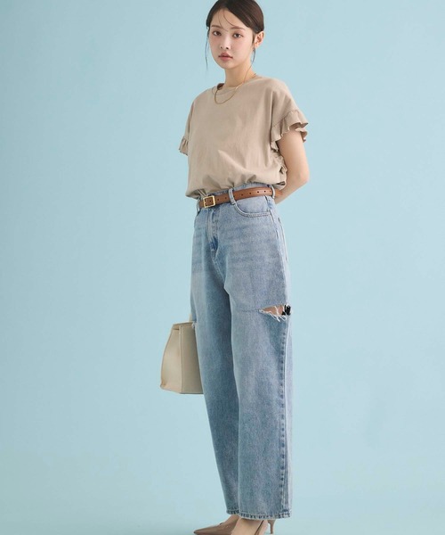 Edit Sheen tシャツ 袖フリルTシャツ レディース : ZOZOTOWN