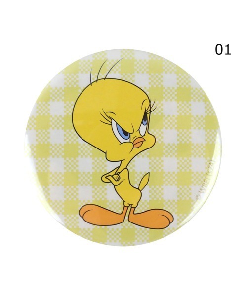 激レア　Tweety ミラー flapper_bags コンパクトミラー LOONEY TUNES×Flapper Tweety缶バッチ