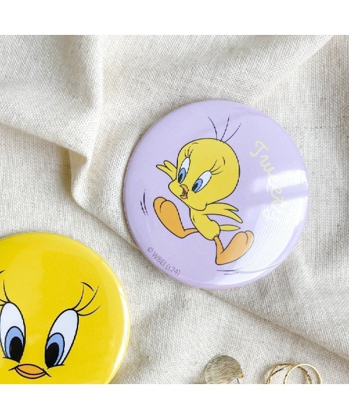 flapper_bags コンパクトミラー LOONEY TUNES×Flapper Tweety缶バッチ