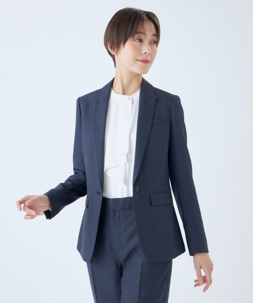 SUIT SELECT スーツ 「洗える1釦ジャケット」ツイードライク