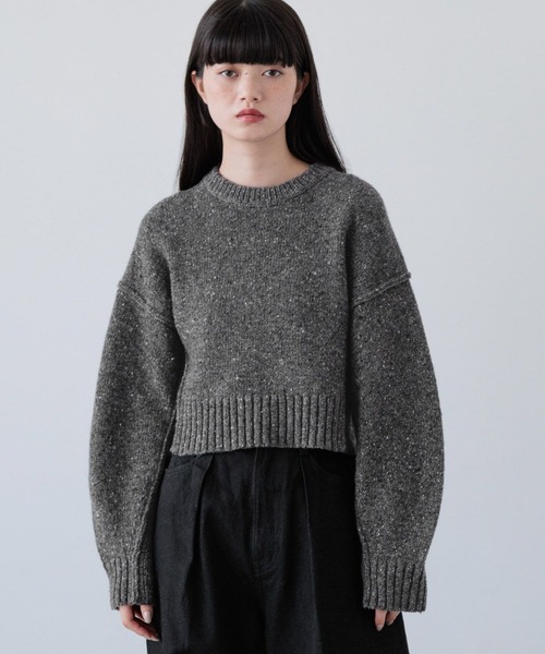 ニット セーター ＭＩＸネップクロップドプルオーバー　148850 レディース ニット セーター MIXネップクロップドプルオーバー 148850