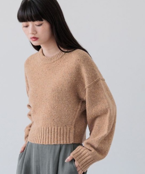 ベージュ オーバーサイズ ニットセーター ニット セーター MIXネップクロップドプルオーバー 148850