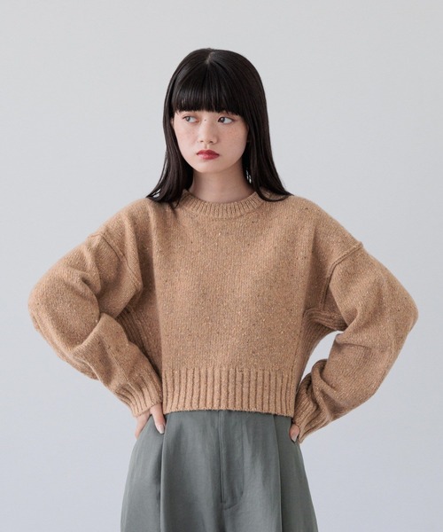 ニット セーター ＭＩＸネップクロップドプルオーバー　148850 レディース ニット セーター MIXネップクロップドプルオーバー 148850
