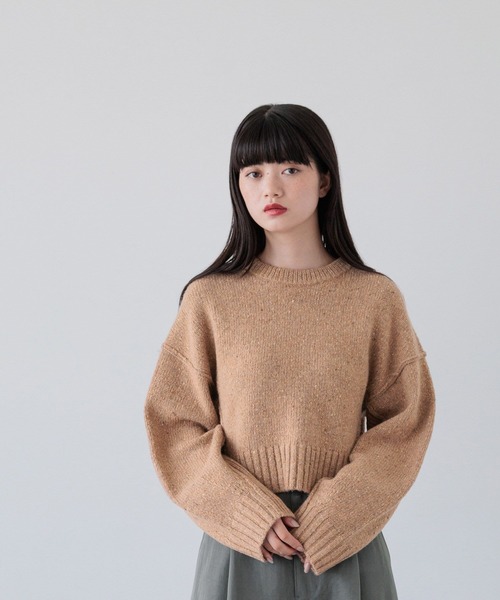 ニット セーター ＭＩＸネップクロップドプルオーバー　148850 レディース ニット セーター MIXネップクロップドプルオーバー 148850
