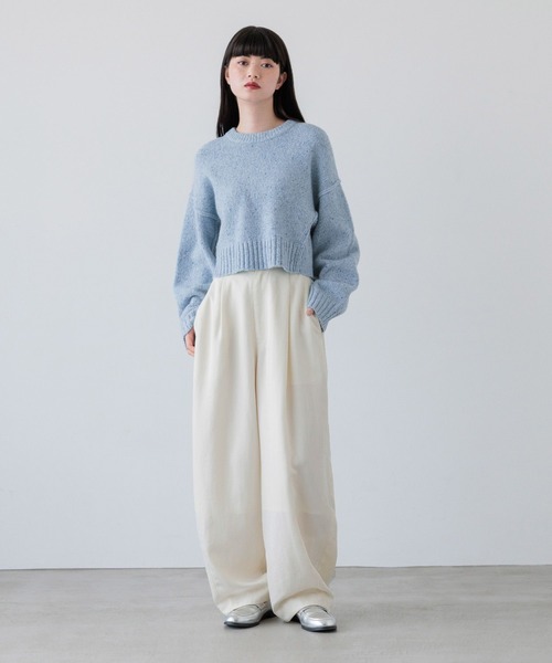 ニット セーター ＭＩＸネップクロップドプルオーバー　148850 レディース ニット セーター MIXネップクロップドプルオーバー 148850