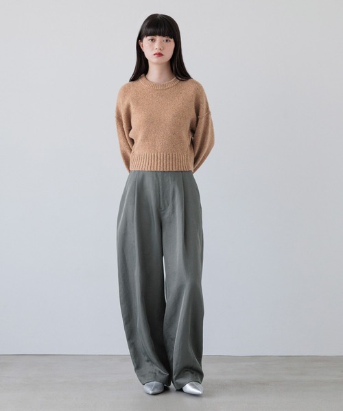 ニット セーター ＭＩＸネップクロップドプルオーバー　148850 レディース ニット セーター MIXネップクロップドプルオーバー 148850