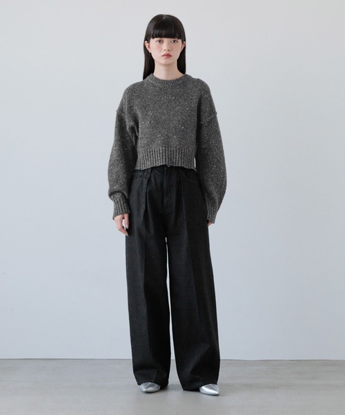 ニット セーター ＭＩＸネップクロップドプルオーバー　148850 レディース ニット セーター MIXネップクロップドプルオーバー 148850