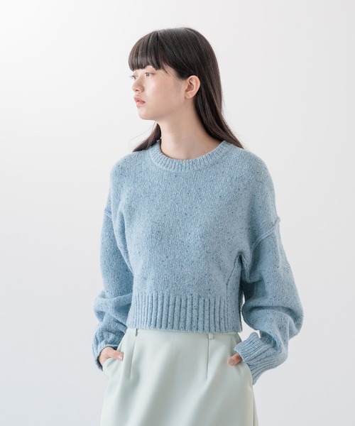ニット セーター ＭＩＸネップクロップドプルオーバー　148850 レディース ニット セーター MIXネップクロップドプルオーバー 148850