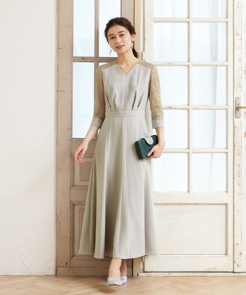AIMER」 7分袖ワンピース MEDIUM グリーン系その他 レディース 