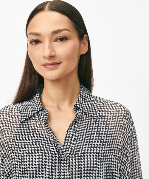 ブラウス シャツ シフォン ハウンドトゥースプリント ソフトブラウス レディース BROOKS BROTHERS ブラウス シャツ シフォン ハウンドトゥース