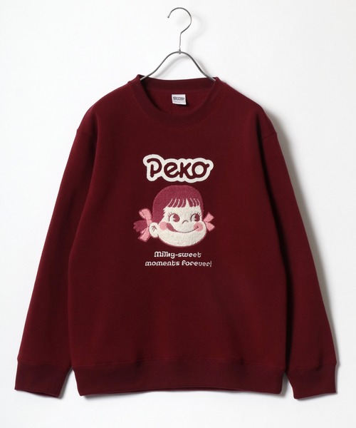 トレーナー スウェット Peko/ペコ 裏起毛 サガラ刺繍 クルーネック