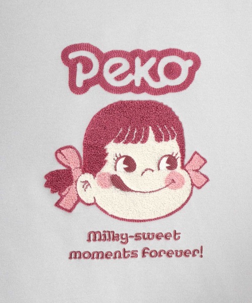 トレーナー スウェット Peko/ペコ 裏起毛 サガラ刺繍 クルーネック