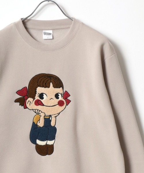 トレーナー スウェット Peko/ペコ 裏起毛 サガラ刺繍 クルーネック