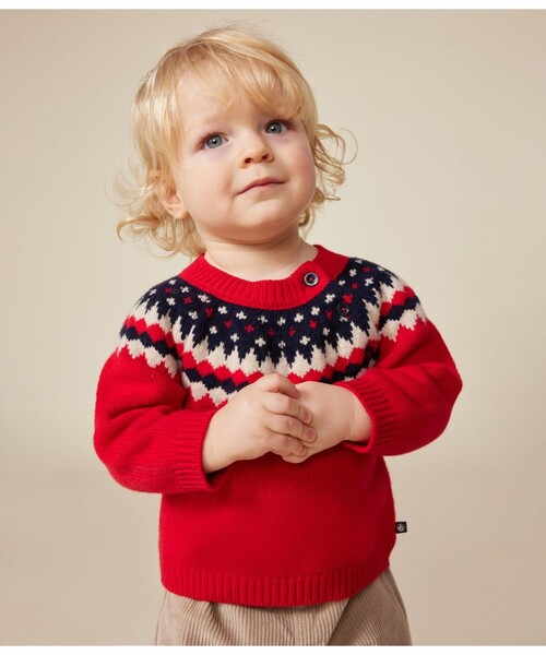 PETIT BATEAU - 編み物 ティーシャツ 絨毛＆コットンニットプルオーバー キッズ 小わっぱ服 子ども服、シューズ-ベビー、キッズ、マタニティ-セーター