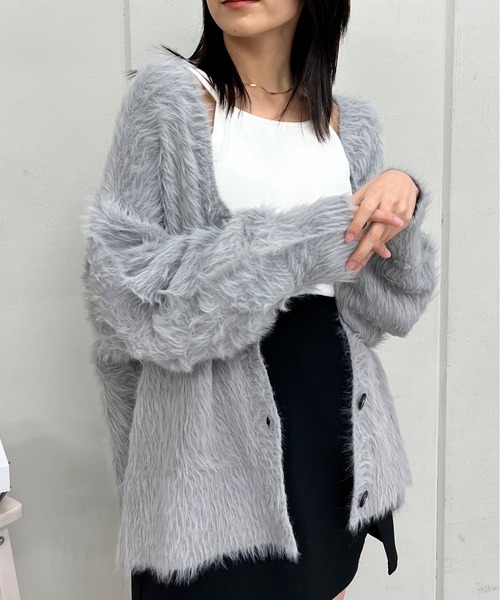 カーディガン 「＆soiree」モヘアライクシャギーニットカーディガン(CP) レディース ＆soiree カーディガン 「＆soiree」モヘアライクシャギーニット