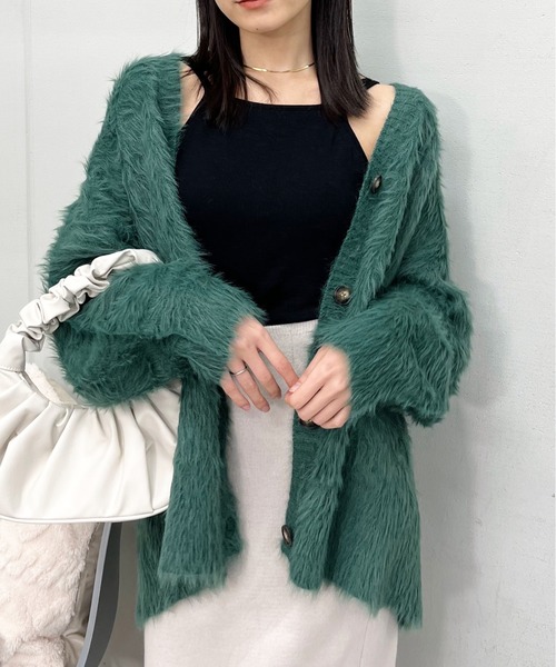 ＆soiree カーディガン 「＆soiree」モヘアライクシャギーニット