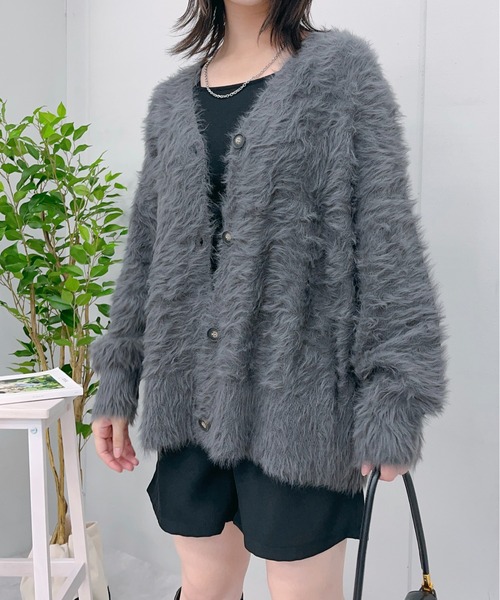 カーディガン 「＆soiree」モヘアライクシャギーニットカーディガン(CP) レディース ＆soiree カーディガン 「＆soiree」モヘアライクシャギーニット