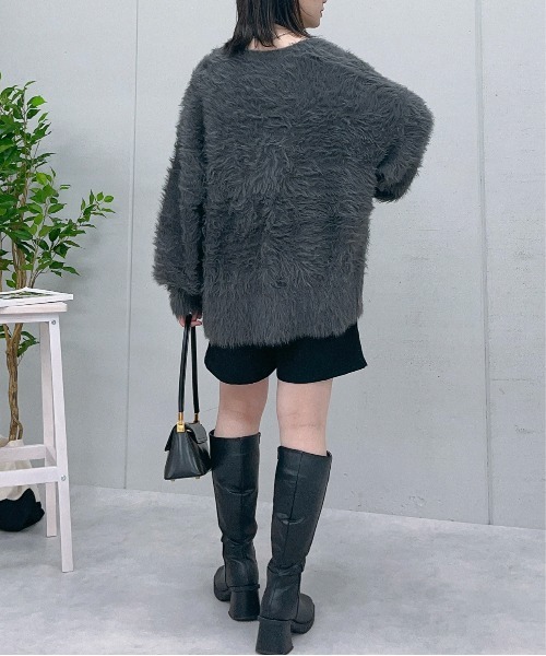 ＆soiree カーディガン 「＆soiree」モヘアライクシャギーニット