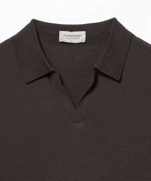 美品 JOHN SMEDLEY ブラック コットン スキッパー ポロシャツ S JOHN SMEDLEY ポロシャツ / SYRES コットン スキッパー