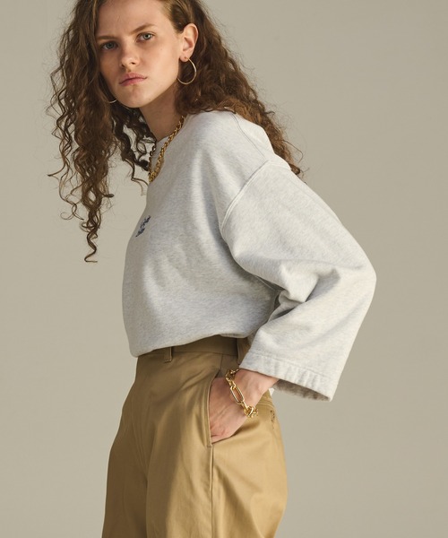 kha:ki/カーキ EMBROIDERY SWEAT SHIRTスウェット kha:ki（カーキ） トレーナー スウェット エンブロイダリースウェット