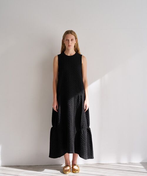 LANVIN en Bleu ワンピース ジャガードニットフレアワンピース