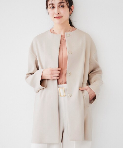 UNTITLED　ノーカラーコート　2 UNTITLED（アンタイトル） ノーカラーコート 02 ブラック レディース