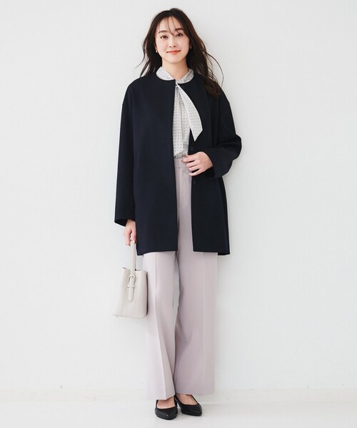 UNTITLED（アンタイトル） ノーカラーコート コート ダブルクロス ノー