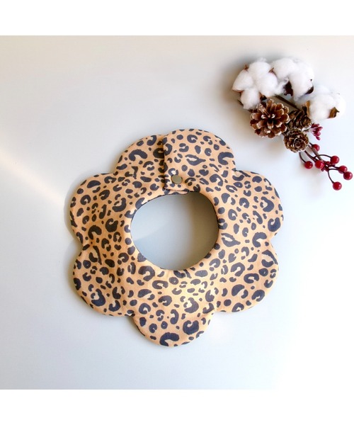 TONE（トネ） スタイ よだれかけ 「hanakago」ダブルガーゼ ヒョウ柄