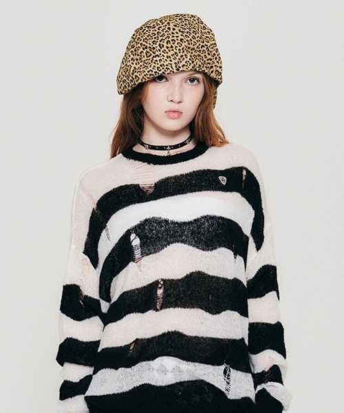 ニット セーター KIRSH PICK WAPPEN DAMAGE STRIPE KNIT キルシー ピック ワッペン ダメージ ストライプ ニット