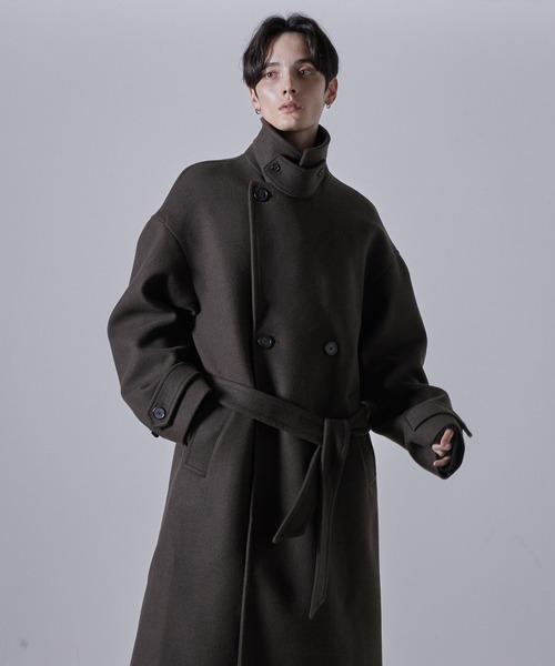 CLEL テックメルトンルーズ ダブルチェスターコートブラウンS CLEL テックメルトンルーズ ダブルチェスターコートブラウンS CLEL