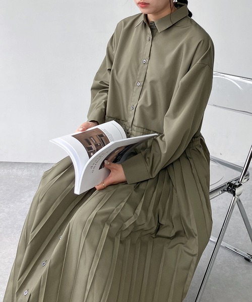 大きいサイズ アズノウアズ コートっぽくワンピース 3L シャツ