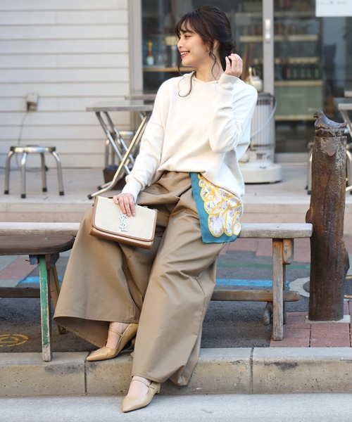 Ehre style（エーレスタイル） パンツ 斜めタックでぽっこりお腹隠し