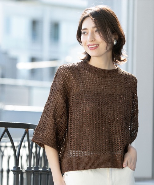 ❤️SALE❤️ヴゼット VOUSETES ニット　スパンコール　セーター　コート OPAQUE.CLIP ニット セーター スパンコールメッシュニット